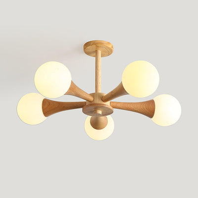 Luxury Wooden & Glass Chandelier – Elegant Illumination for a Sophisticated Space
