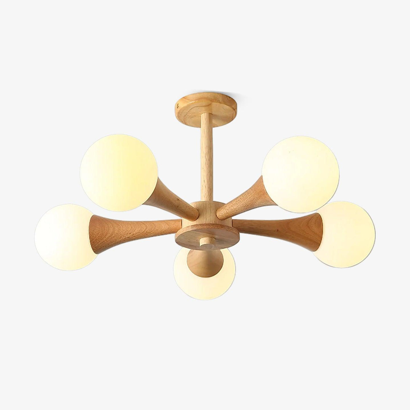 Luxury Wooden & Glass Chandelier – Elegant Illumination for a Sophisticated Space