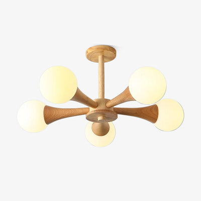 Luxury Wooden & Glass Chandelier – Elegant Illumination for a Sophisticated Space