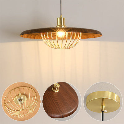 Imitation Wood Grain Pendant Light – Nordic-Style Hanging Lamp for Rustic Interiors