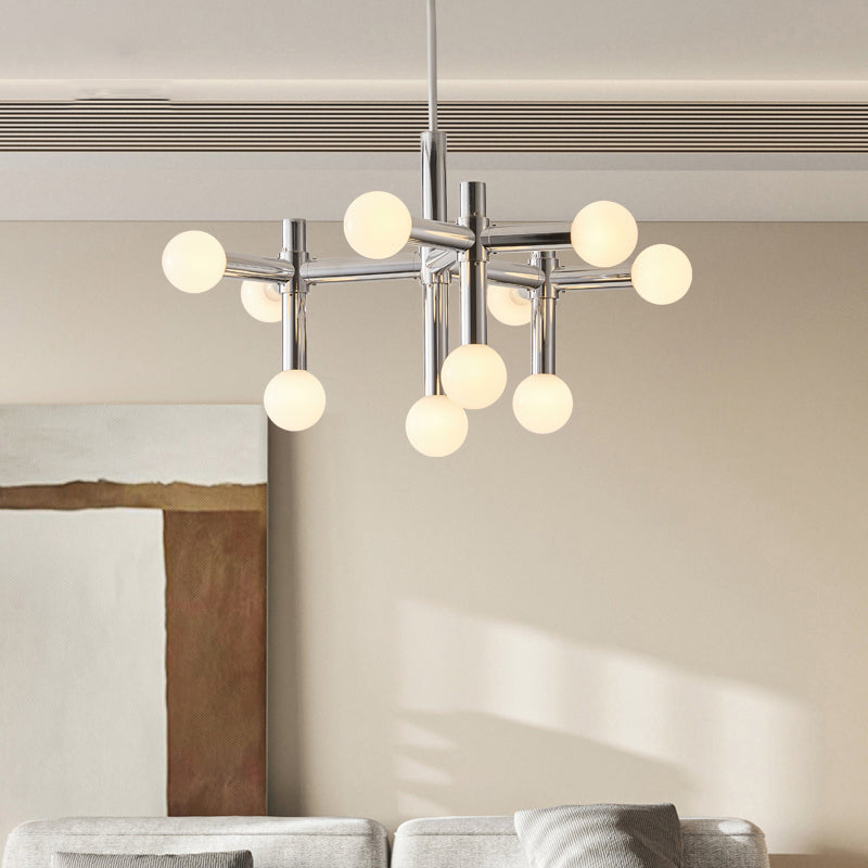 Scandinavian Glass Globe Chandelier – Minimalist Elegance with Bauhaus Inspiration