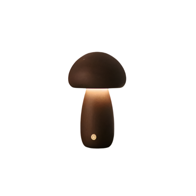 Rechargeable Wooden Mushroom Lamp – Touch Control LED Table Light