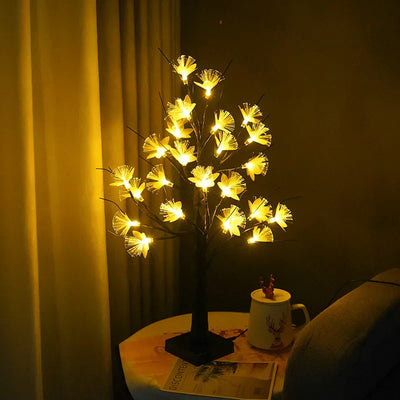 White Birch LED Flower Tree – USB & Battery-Powered Warm Light Decor
