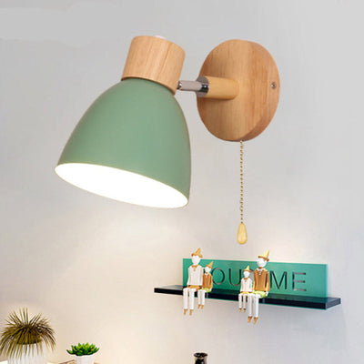 Yadiel Nordic Wooden Wall Lamp – Modern Hanging Light with Pull Switch