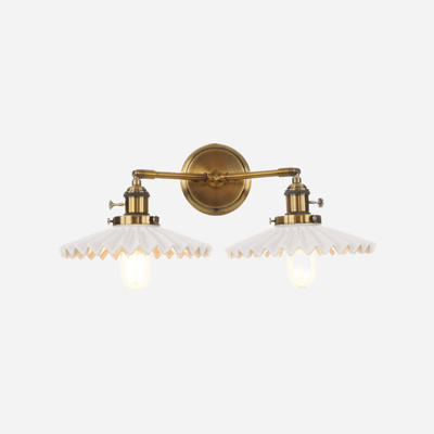 Antique Gold Ceramic Wall Sconce – Dual Light Elegance for Timeless Interiors