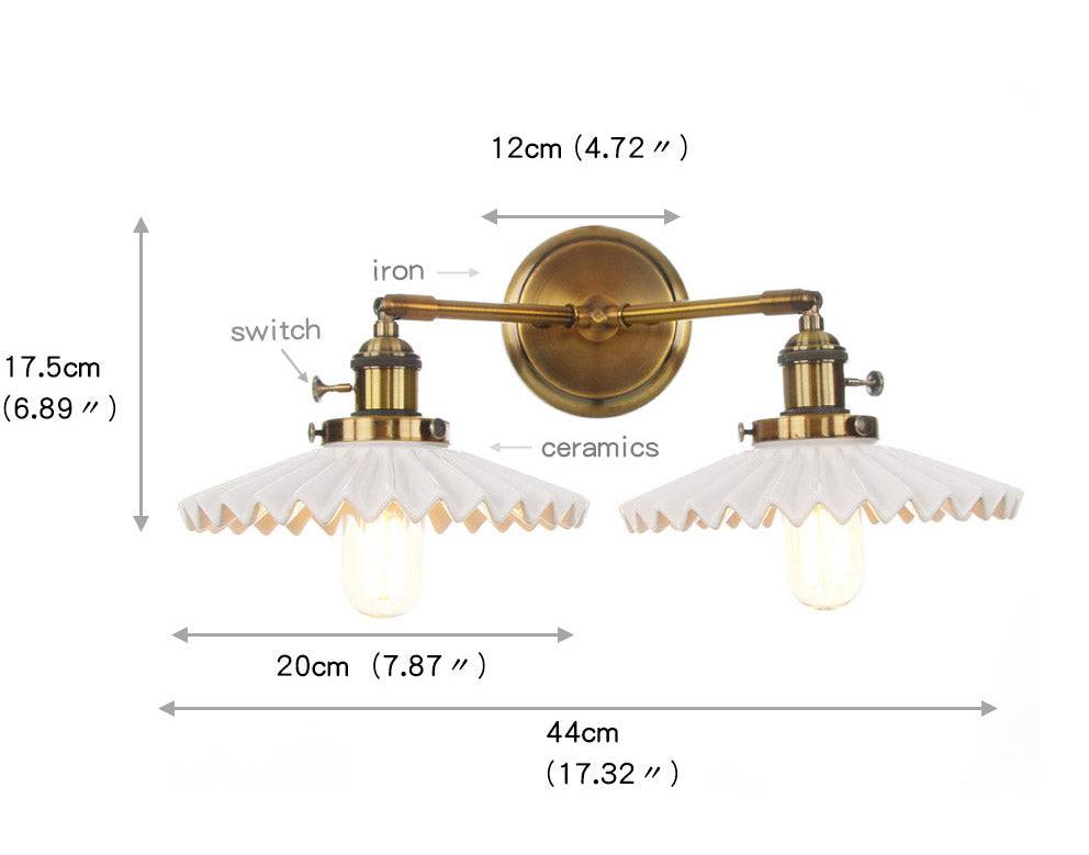 Antique Gold Ceramic Wall Sconce – Dual Light Elegance for Timeless Interiors