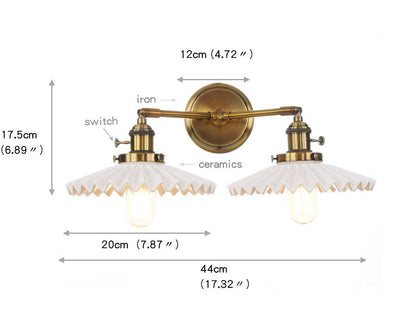 Antique Gold Ceramic Wall Sconce – Dual Light Elegance for Timeless Interiors