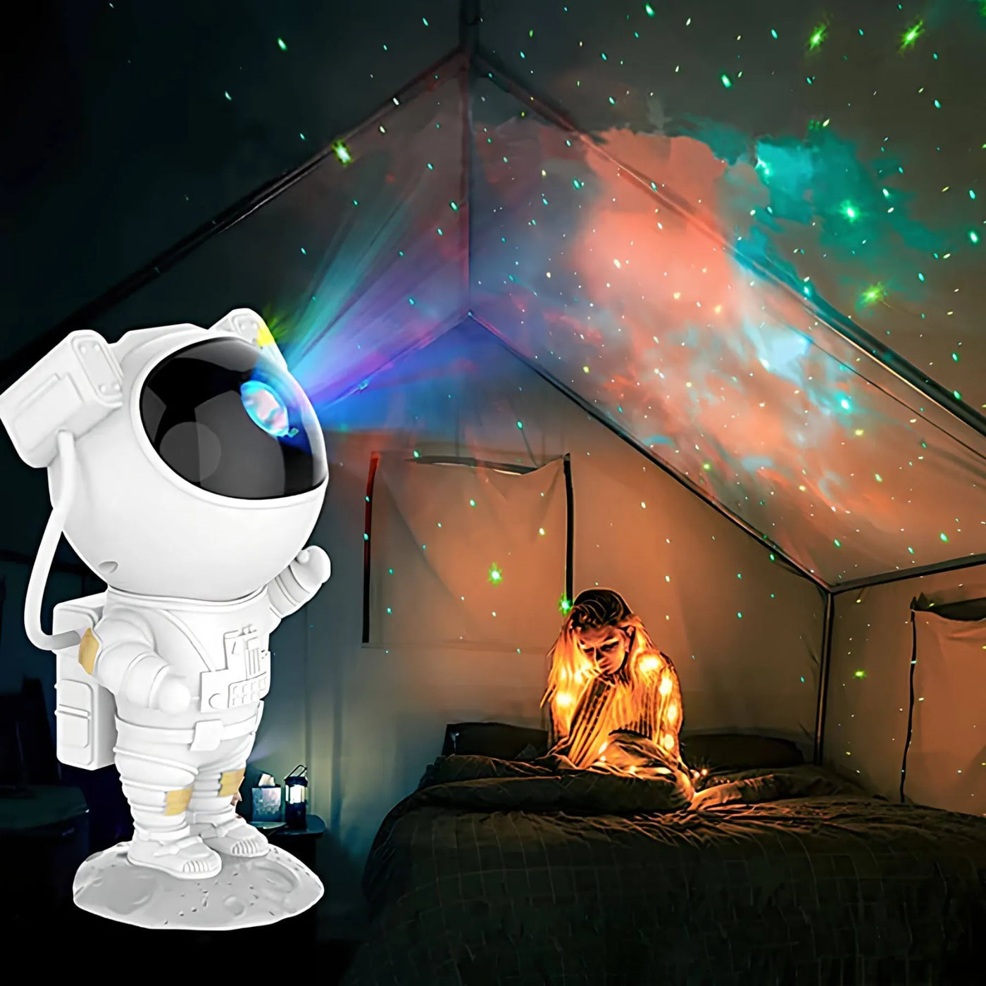 Astronaut Starry Sky Projector Lamp – 360° Rotating, LED Lighting for Relaxing Ambiance