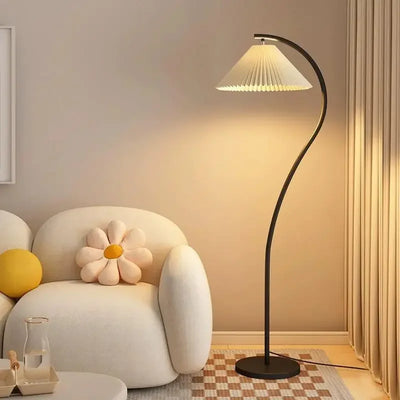 Modern LED Fabric Floor Lamp – Elegant Folded Design with Adjustable Light