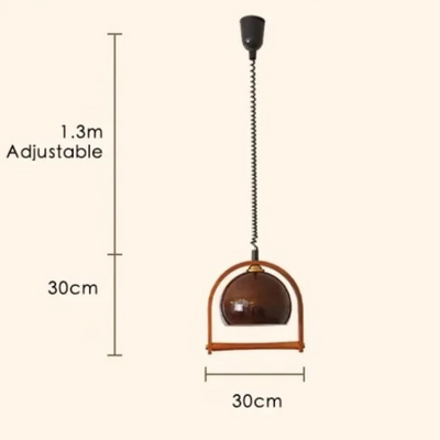 Vintage Bauhaus Wood Pendant Light – Timeless Elegance in Wood & Glass