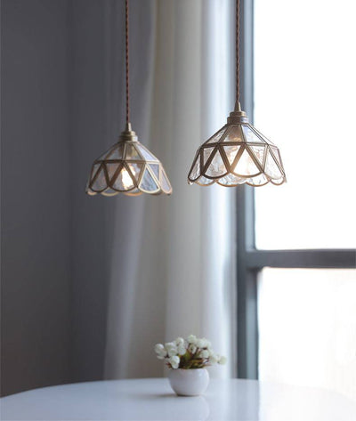 Elegant Clear Glass Pendant Light – Modern Hanging Lamp with Brass Finish