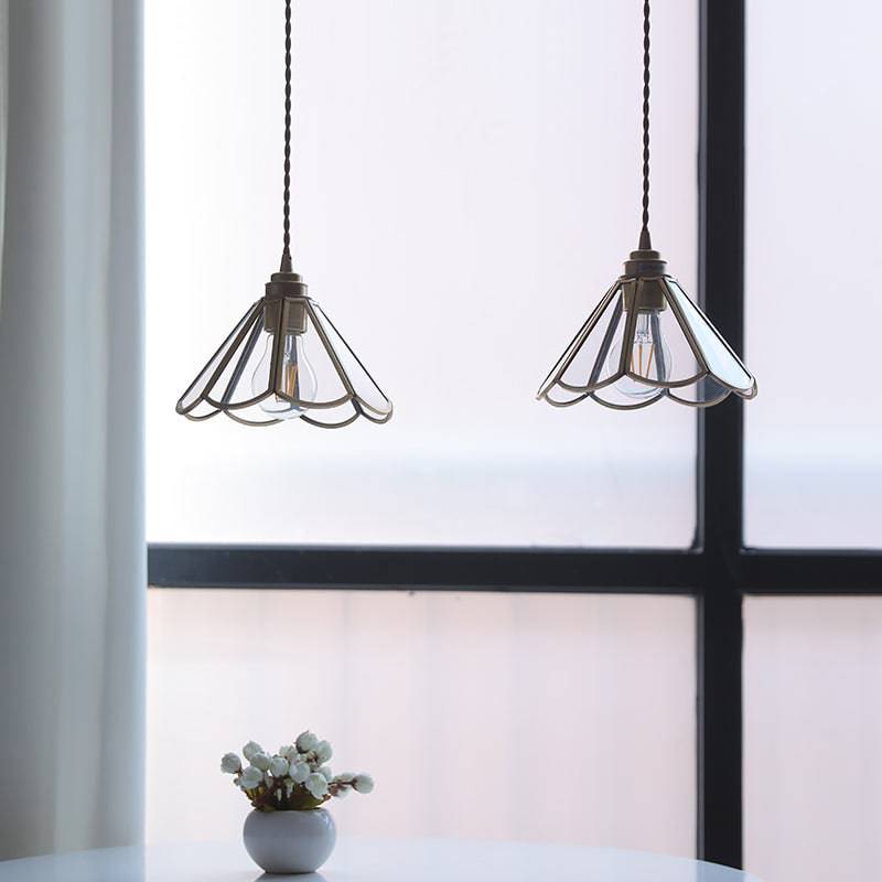 Elegant Clear Glass Pendant Light – Modern Hanging Lamp with Brass Finish