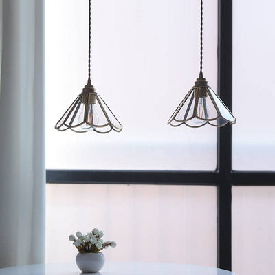 Elegant Clear Glass Pendant Light – Modern Hanging Lamp with Brass Finish