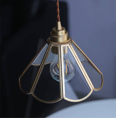 Elegant Clear Glass Pendant Light – Modern Hanging Lamp with Brass Finish