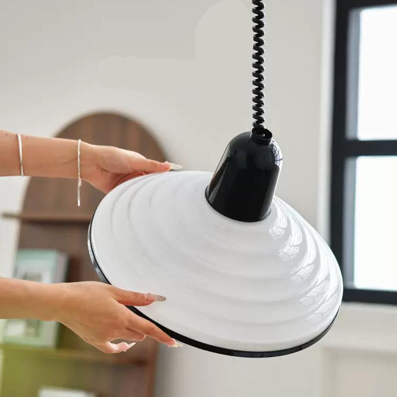 French Cream Wind Glass Pendant Light – Elegant Warm Glow Hanging Lamp (E27)