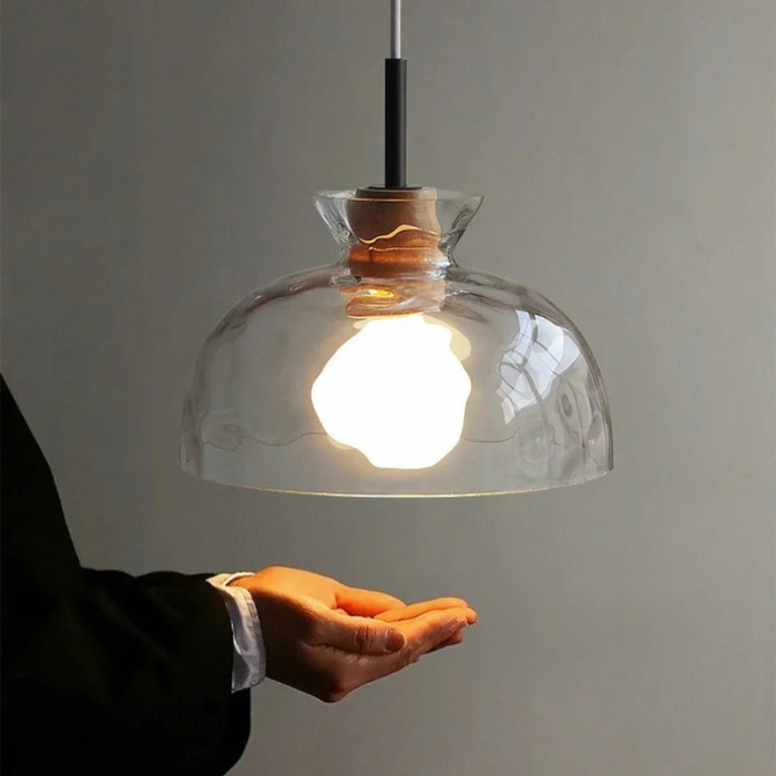 Japanese Minimalist Chandelier – Timeless Elegance in Glass & Iron