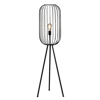 Striped Cage Floor Lamp – Modern Rattan & Metal Statement Lighting