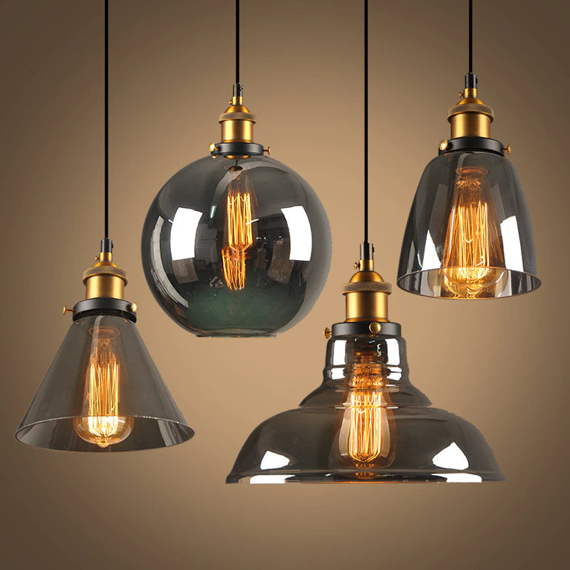 Antique Glass Pendant Light – Vintage Art Deco Hanging Lamp