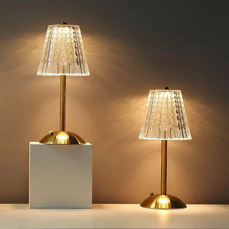 Golden Crystal Touch Lamp – Wireless Dimmable LED Table Light with Adjustable Colour Temperature (USB-C)