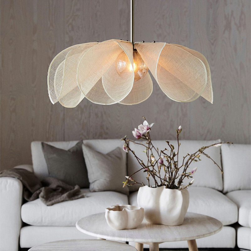 Japandi Flower Lamp – Elegant Fabric Pendant Light with Nordic & Wabi-Sabi Charm