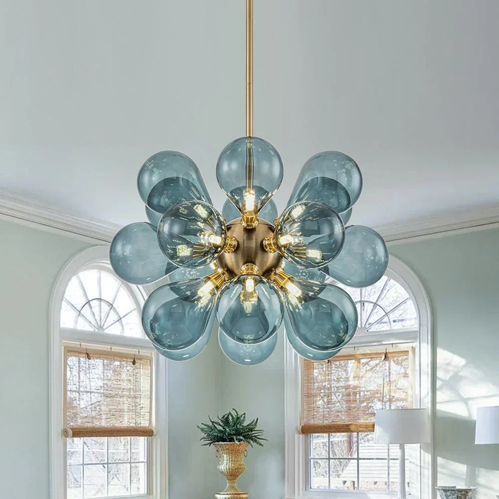 Blue Bubble Chandelier – Whimsical Glass Globe Cluster Light