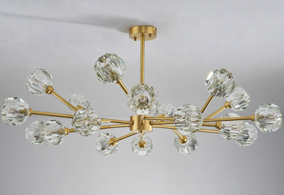 Modern Ice Glass Cube Chandelier – Elegant Linear Brass Statement Light