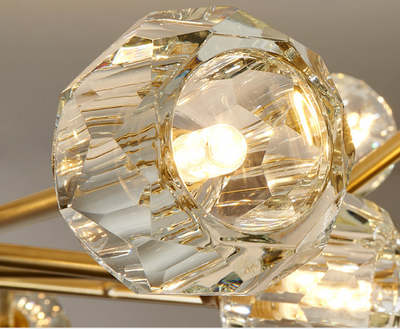 Modern Ice Glass Cube Chandelier – Elegant Linear Brass Statement Light