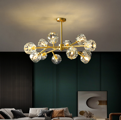 Modern Ice Glass Cube Chandelier – Elegant Linear Brass Statement Light