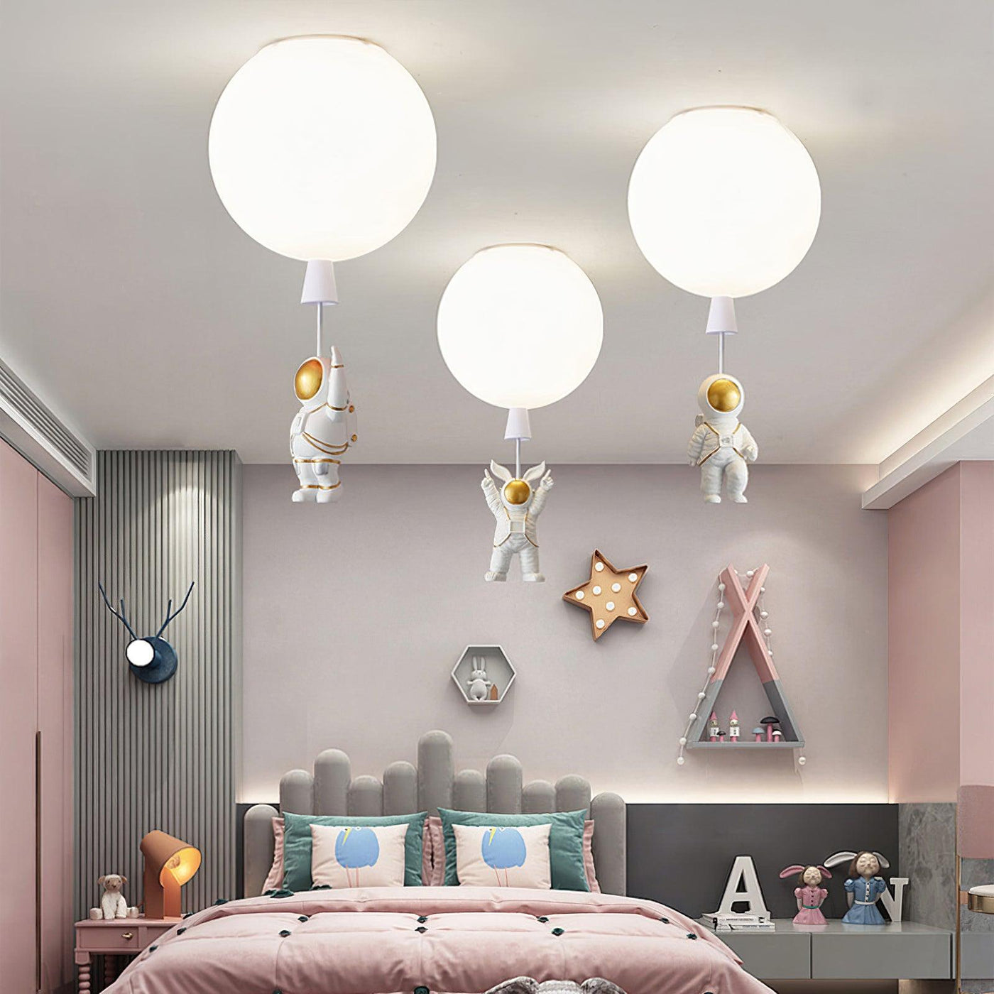 Fateh Modern Moon & Astronaut LED Ceiling Light – Whimsical Space-Themed Lamp