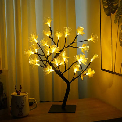 White Birch LED Flower Tree – USB & Battery-Powered Warm Light Decor
