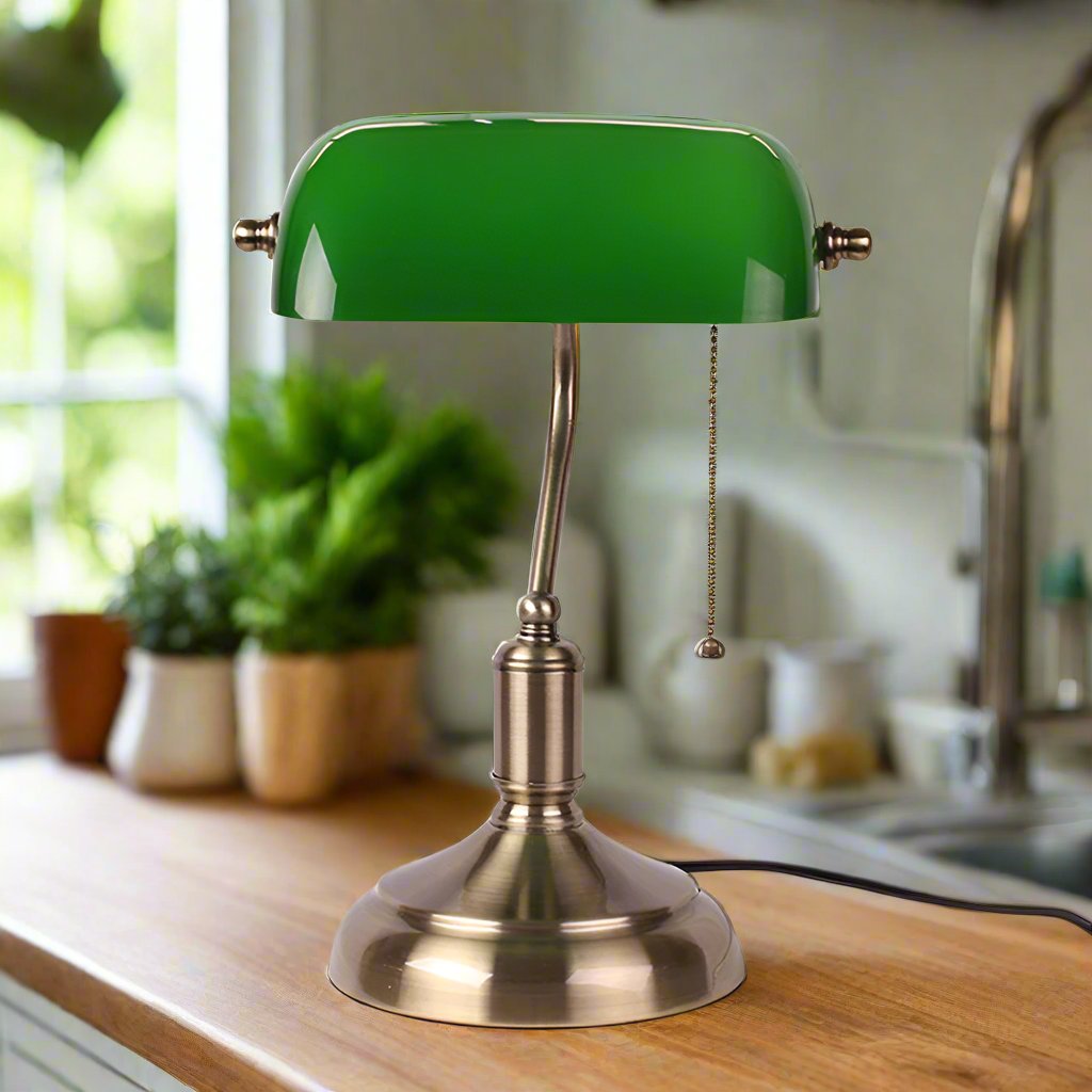 European Glass Table Lamp – Elegant Classic Design with Metal Base (E27, 16-20W)