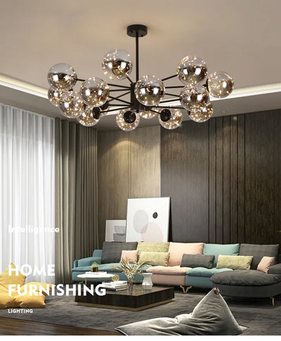 NobleLuminance Glass Ball Chandelier – Timeless Elegance for Luxurious Interiors