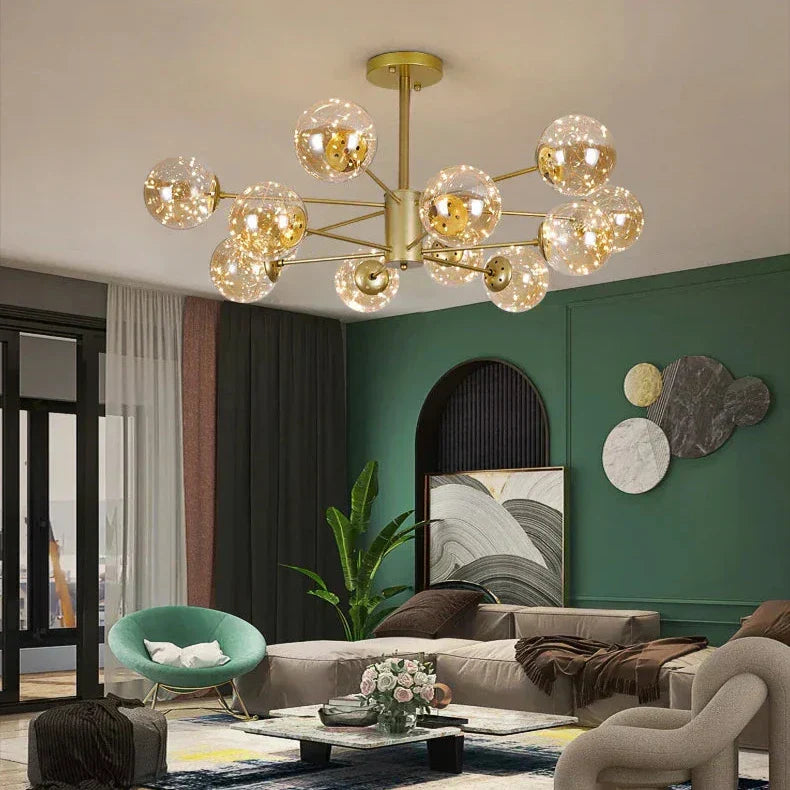 NobleLuminance Glass Ball Chandelier – Timeless Elegance for Luxurious Interiors