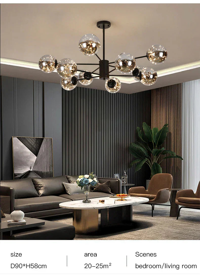 NobleLuminance Glass Ball Chandelier – Timeless Elegance for Luxurious Interiors