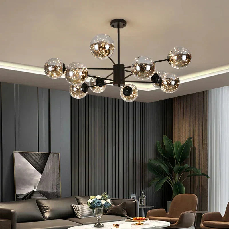 NobleLuminance Glass Ball Chandelier – Timeless Elegance for Luxurious Interiors