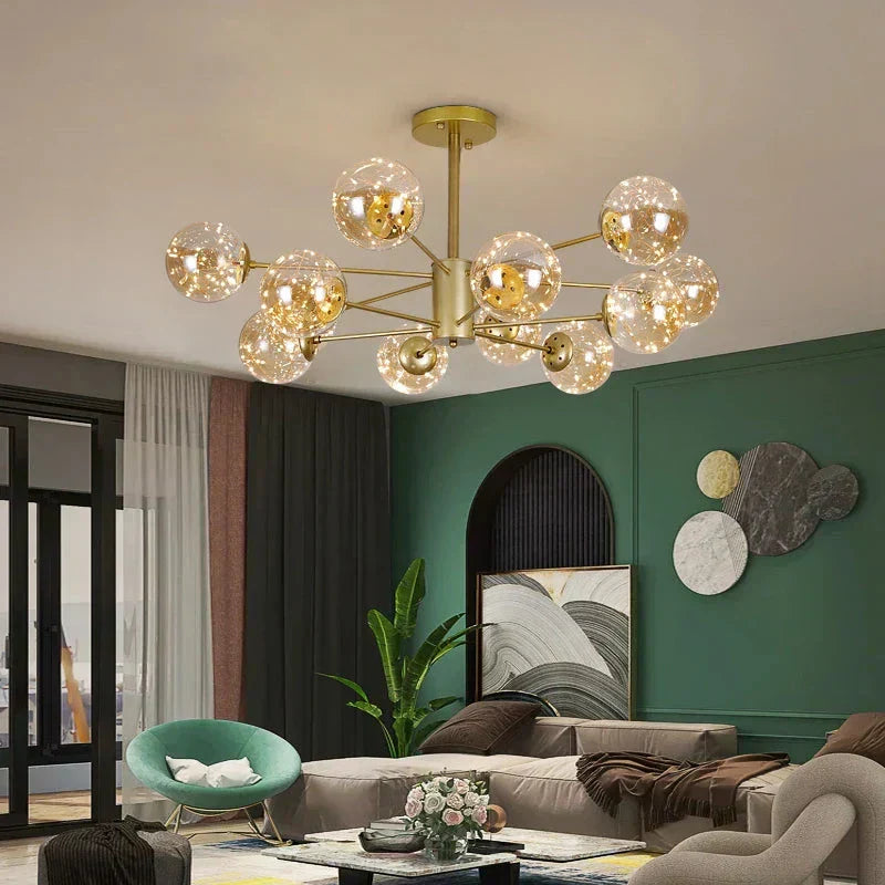 NobleLuminance Glass Ball Chandelier – Timeless Elegance for Luxurious Interiors