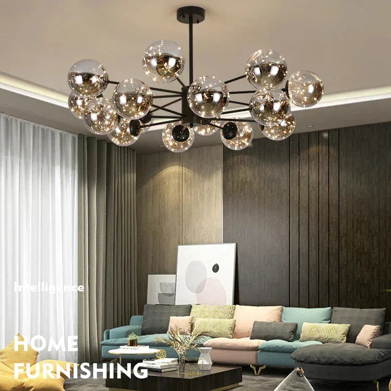 NobleLuminance Glass Ball Chandelier – Timeless Elegance for Luxurious Interiors