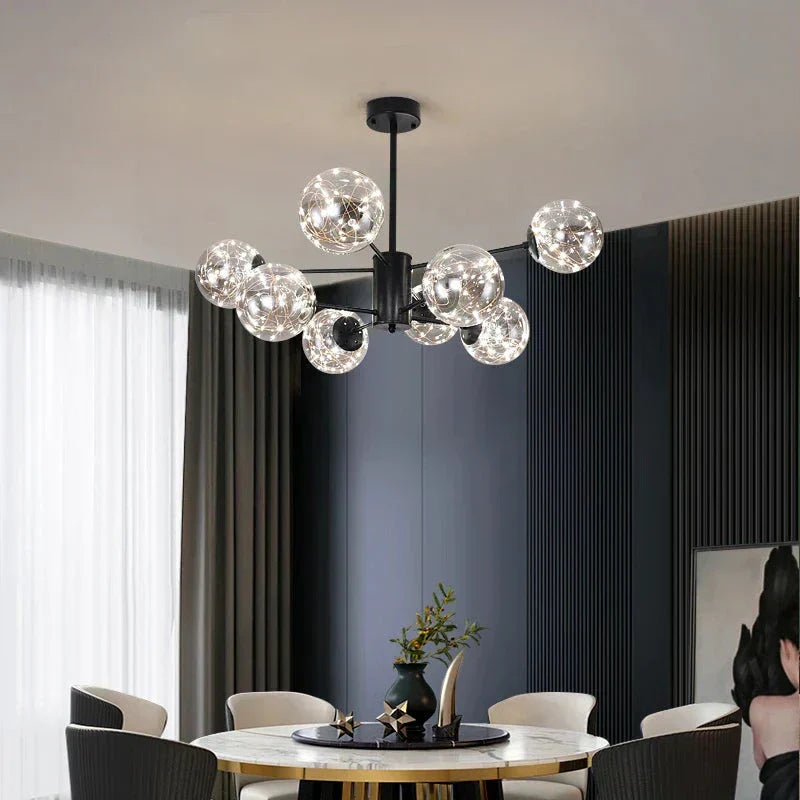 NobleLuminance Glass Ball Chandelier – Timeless Elegance for Luxurious Interiors