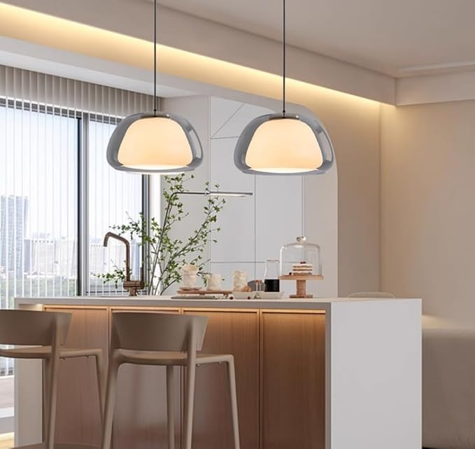 Modern Jelly Pendant Light – Elegant White Glass Shade with Adjustable Drop