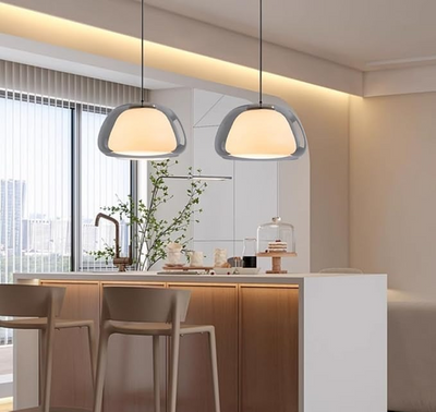 Modern Jelly Pendant Light – Elegant White Glass Shade with Adjustable Drop