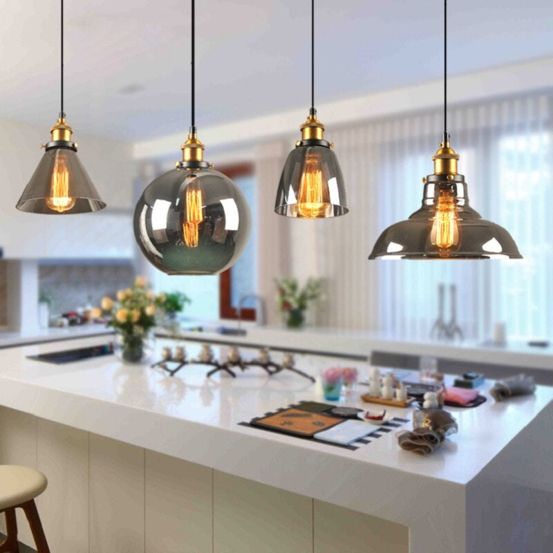 Antique Glass Pendant Light – Vintage Art Deco Hanging Lamp