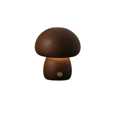 Rechargeable Wooden Mushroom Lamp – Touch Control LED Table Light