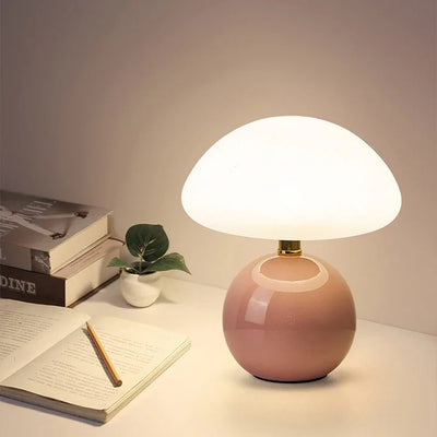 French Cream Mushroom Lamp – Bauhaus-Inspired LED Table Light (Adjustable 3-Colour)