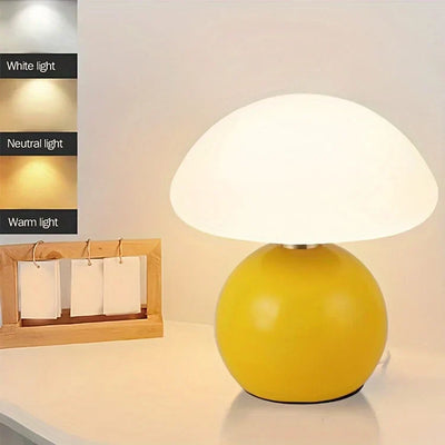 French Cream Mushroom Lamp – Bauhaus-Inspired LED Table Light (Adjustable 3-Colour)