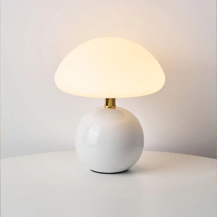 French Cream Mushroom Lamp – Bauhaus-Inspired LED Table Light (Adjustable 3-Colour)