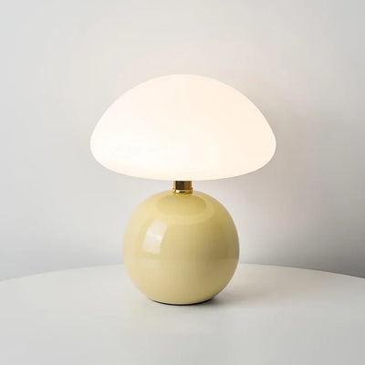 French Cream Mushroom Lamp – Bauhaus-Inspired LED Table Light (Adjustable 3-Colour)