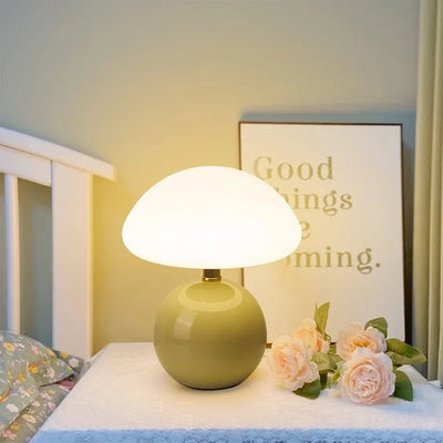 French Cream Mushroom Lamp – Bauhaus-Inspired LED Table Light (Adjustable 3-Colour)