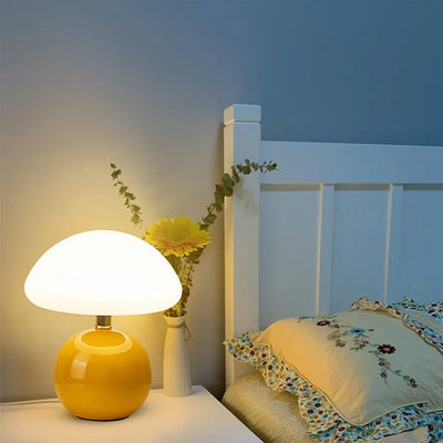 French Cream Mushroom Lamp – Bauhaus-Inspired LED Table Light (Adjustable 3-Colour)
