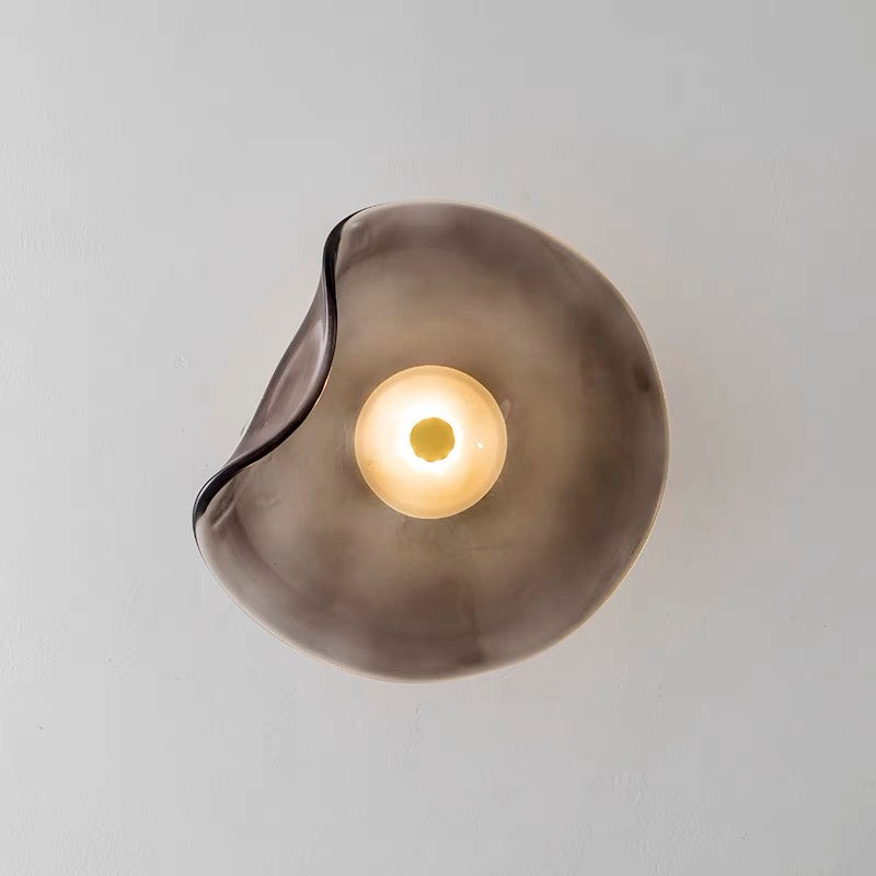 Modern Decorative Wall Light – Amber Smoked Glass & Metal Design