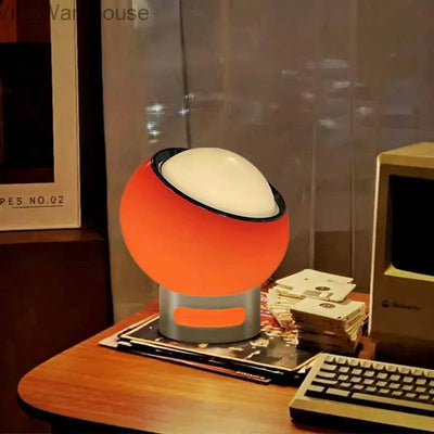 French Opal Bauhaus Table Lamp – Minimalist Glass & Stainless Steel LED Light